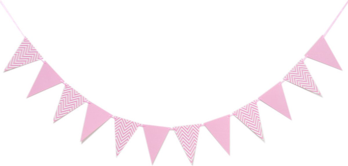 Roze Slingers Vlaggenlijn Verjaardag Feest Versiering Decoratie Roze - 10 Meter