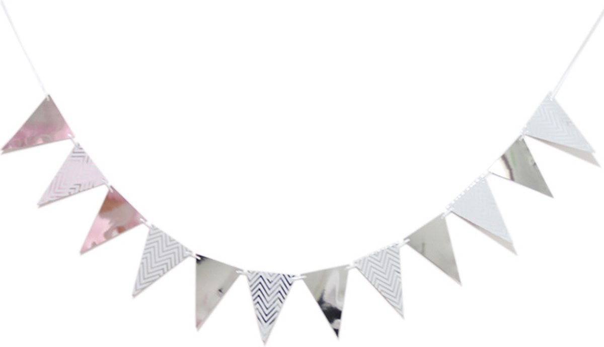 Zilver Slingers Vlaggenlijn Verjaardag Feest Versiering Decoratie Zilver - 10 Meter