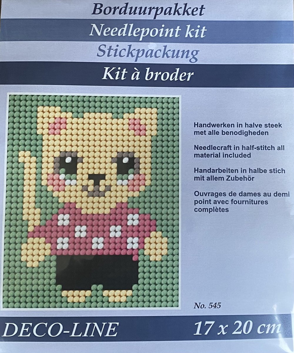 Borduurpakket - borduren voor kinderen - poes borduren - knutselset