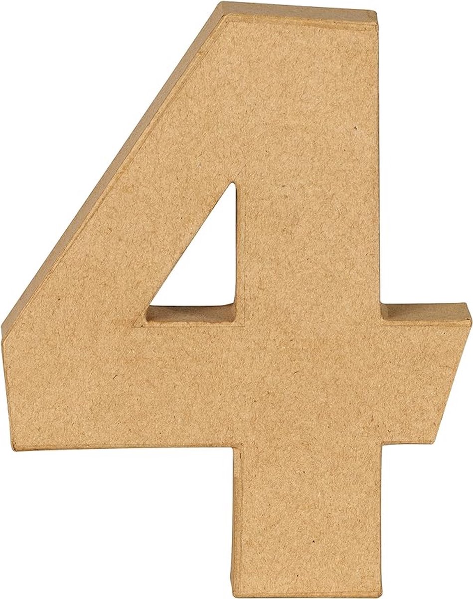 Decopatch cijfer - 20 cm - Papier marche - Cijfer 4
