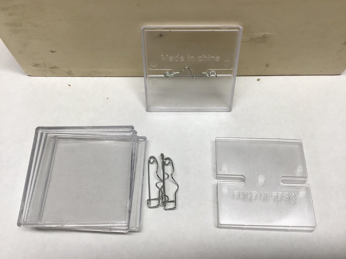 Transparante, vierkante plastic buttons, 5 stuks  Afm. 5,5 x 5,5 cm