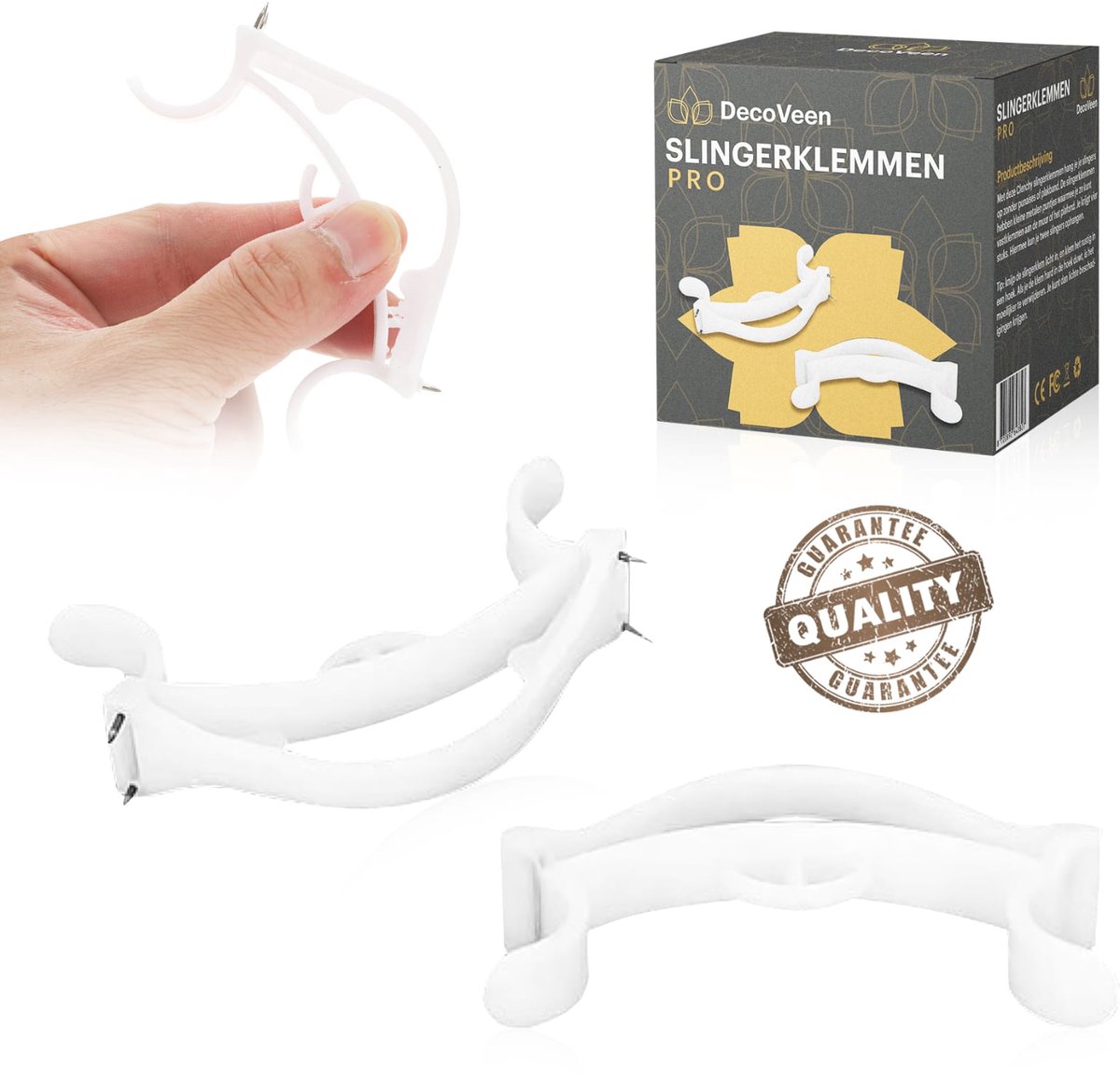 DecoVeen® Slingerklemmen - 12 stuks - Hoekklemmen - Verjaardag Versiering - Kunststof Zelfklevende Plak Haakjes - Inclusief Gratis Bevestigingsrol