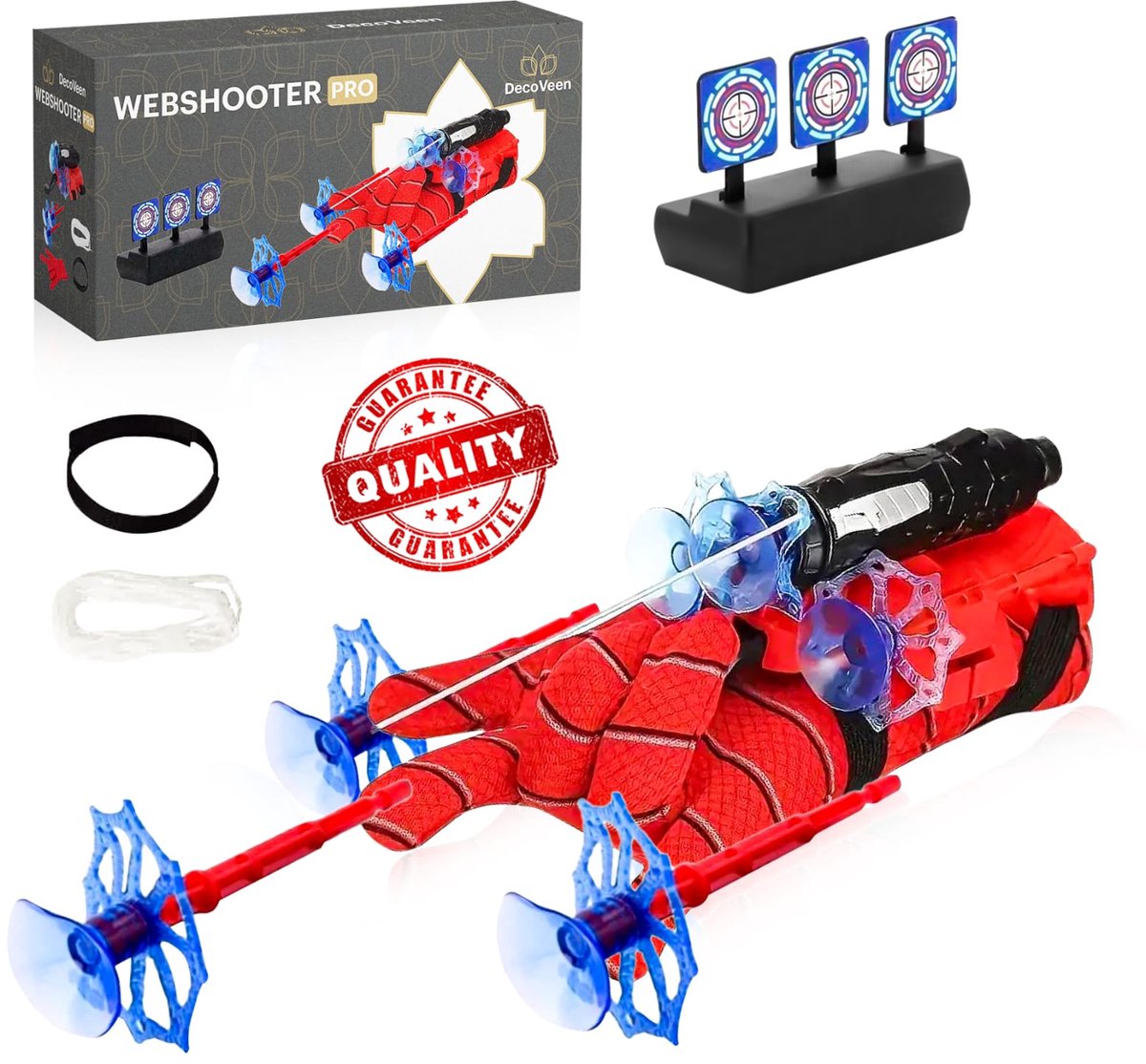  ® Web shooter Pro - Gebaseerd op Spiderman - Handschoen - 3 Darts met Zuignap - Spider Speelgoed - Launcher