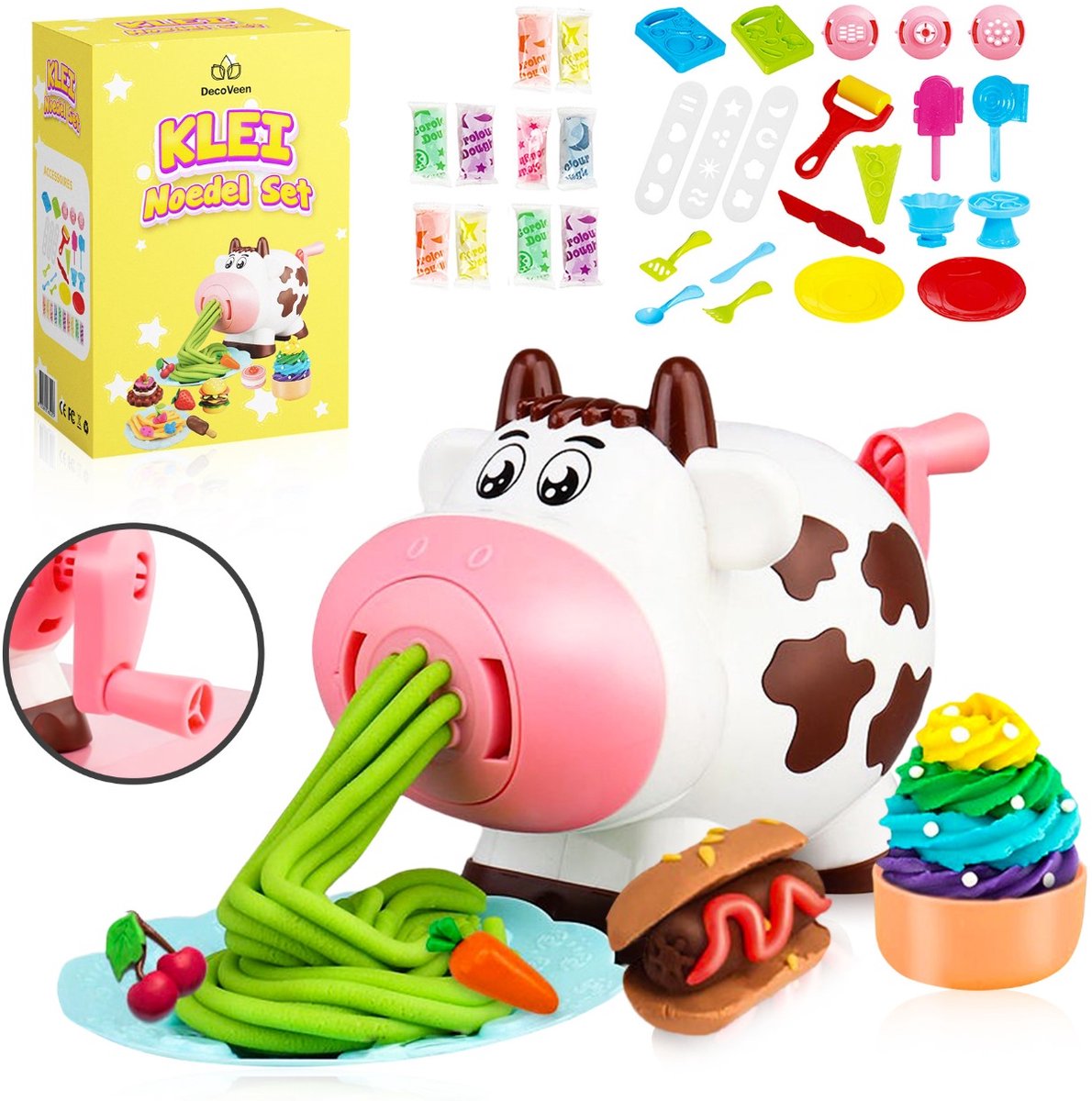 Decoveen® Klei set noedel maken - Inclusief Accessoires - Klei Speelset - Speelgoed - Sensorisch Speelgoed - Creatief Speelgoed - Knutselen voor Kinderen