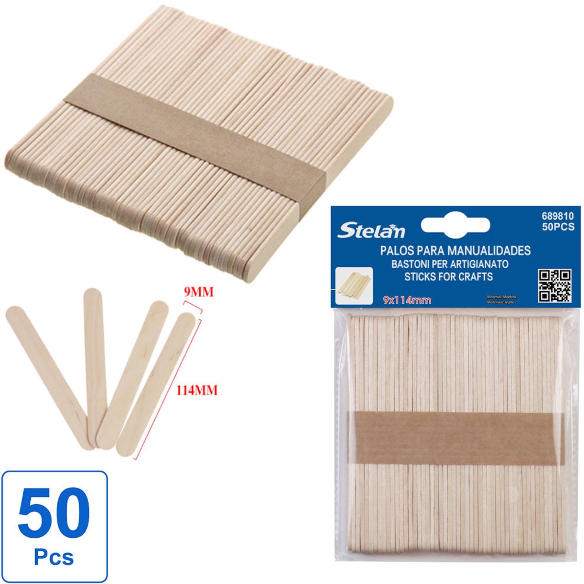 Decopatent - 50 Stuks houten Knutselhoutjes - IJsstokjes - IJslollystokjes - Afm 11.4 x 0.9 Cm - Lollystokjes - Stelam Knutselstokjes - Knutselen - Knutselpakket - Creatief kinderen - Houten hobbymaterialen - Kleur: Naturel