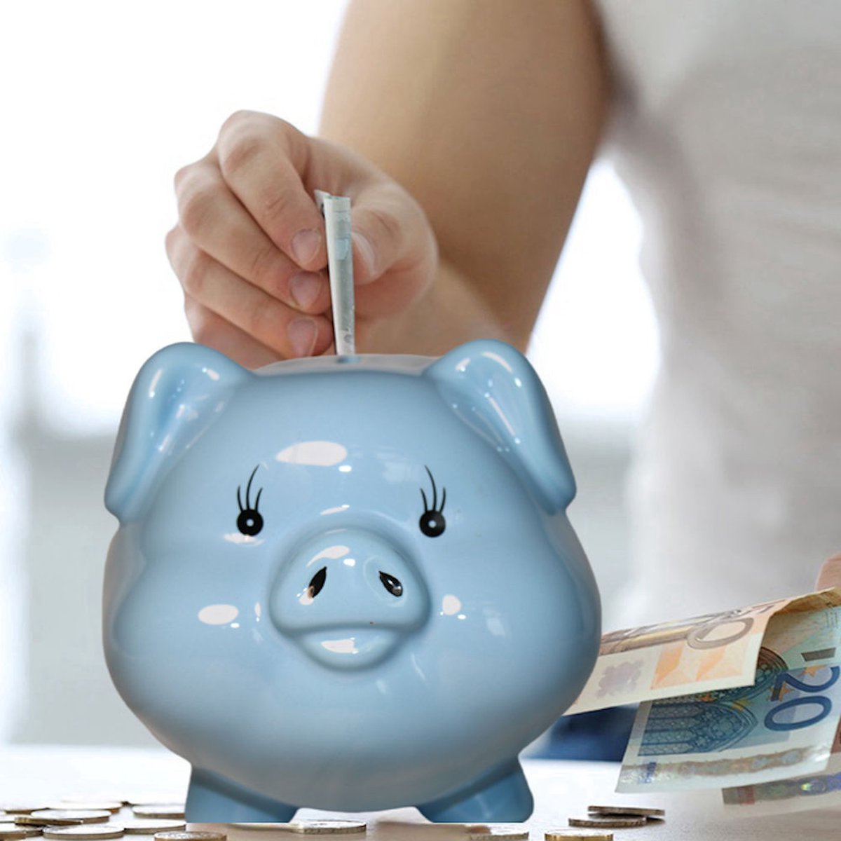 Decopatent - Groot Spaarvarken Spaarpot - Keramiek - Afm 20 x 16 x 15 cm - Spaarpot varken voor volwassenen en kleine kinderen - Cadeau - Kleur: Blauw