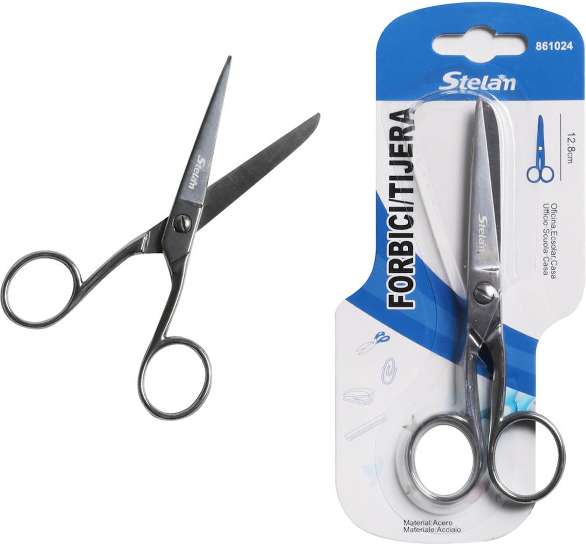 Decopatent - Schaar Metaal - Lengte: 12.8 Cm. - Voor Kantoor En Thuiswerken - Professionele Stelam Huishoudschaar - Rechts & Linkshandig - Hobby schaar - Kantoor scharen - Ideaal Voor Thuiskantoor - Zilver Kleurig