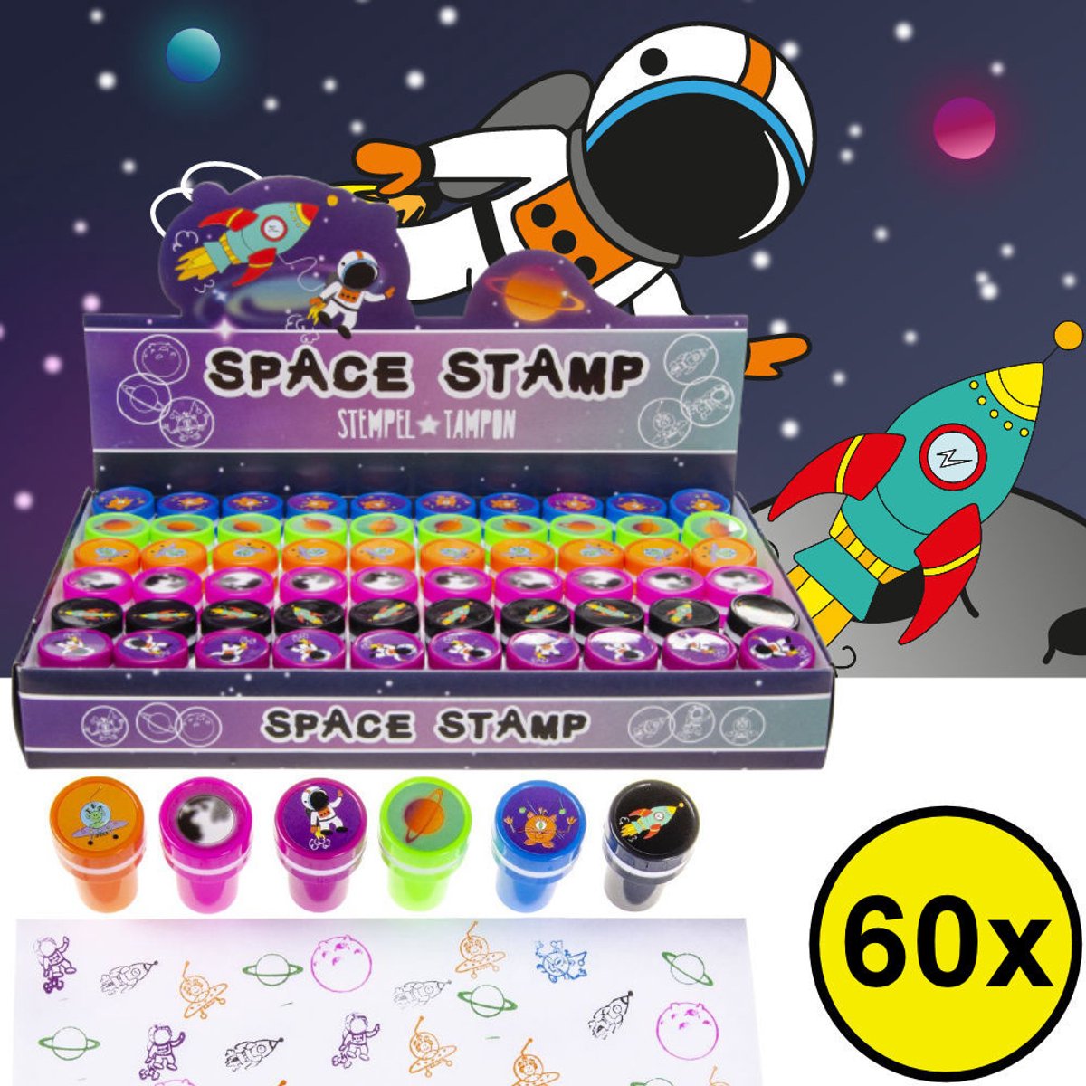 Decopatent 60 STUKS Space / Ruimtevaart Stempels - Traktatie Uitdeelcadeautjes voor kinderen - Speelgoed Traktaties Stempel - Uitdeelcadeaus