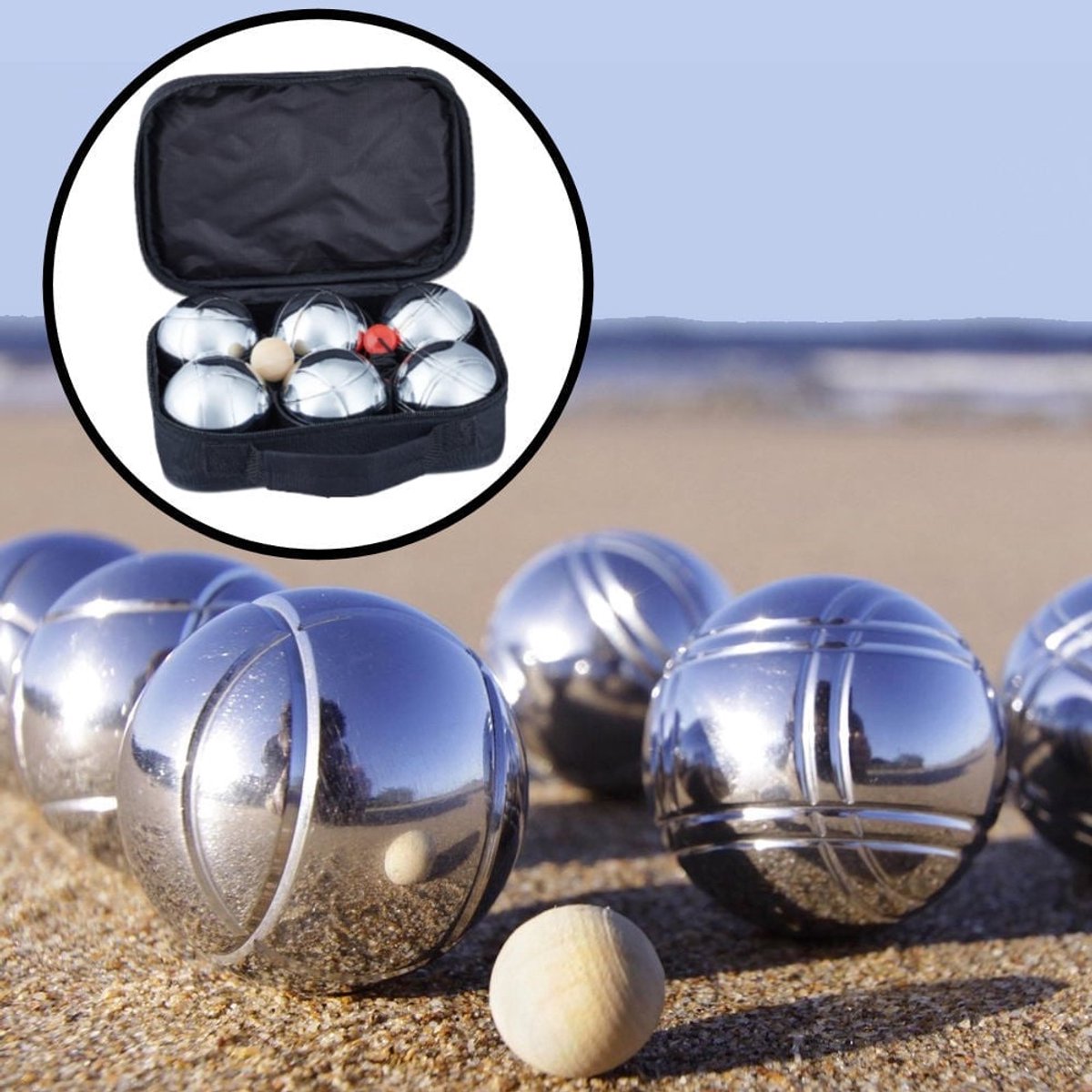   Jeu de Boules SET - 6 ballen Diameter: 7.2 Cm - Metaal - Petanque - Jeu de Boules SET in Draagtas - Inclusief Afstandmeter - Jeu de boules set volwassenen