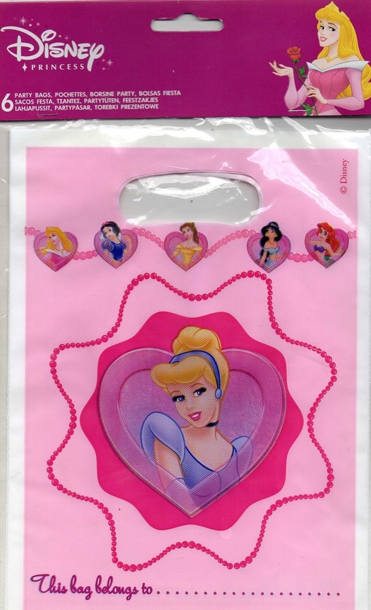 uitdeel feestzakjes - assepoester - 6 stuks