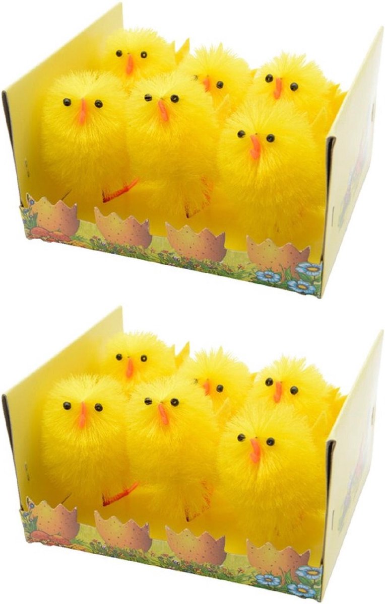 24x stuks gele paaskuikentjes 6,5 cm - Paasversiering / Paasdecoratie