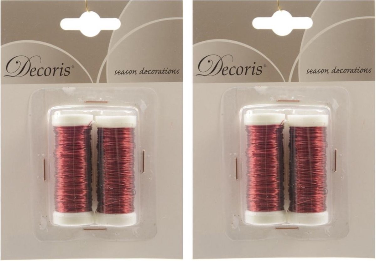 4x Rood ijzerdraad op rol 3000 cm - Hobby ijzerdraad rood