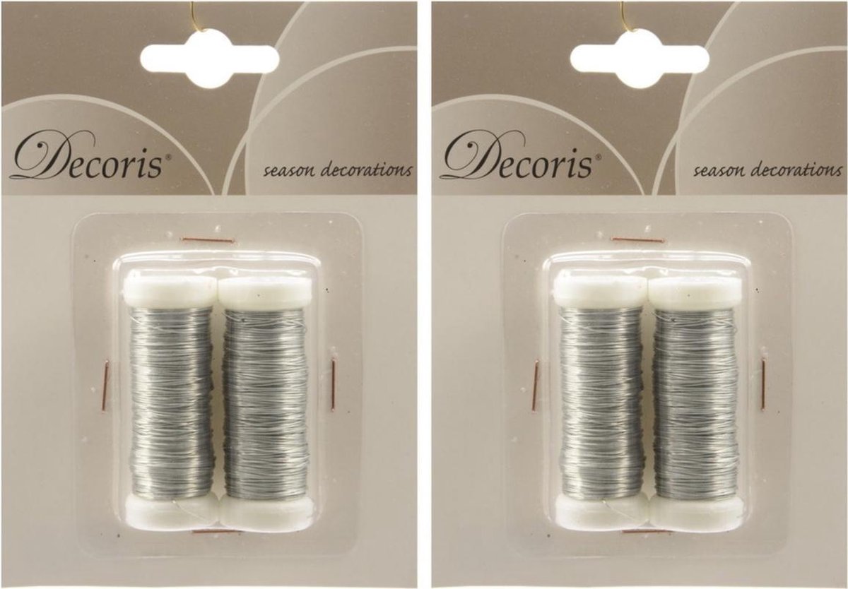 4x Zilver ijzerdraad op rol 3000 cm - Hobby ijzerdraad zilver