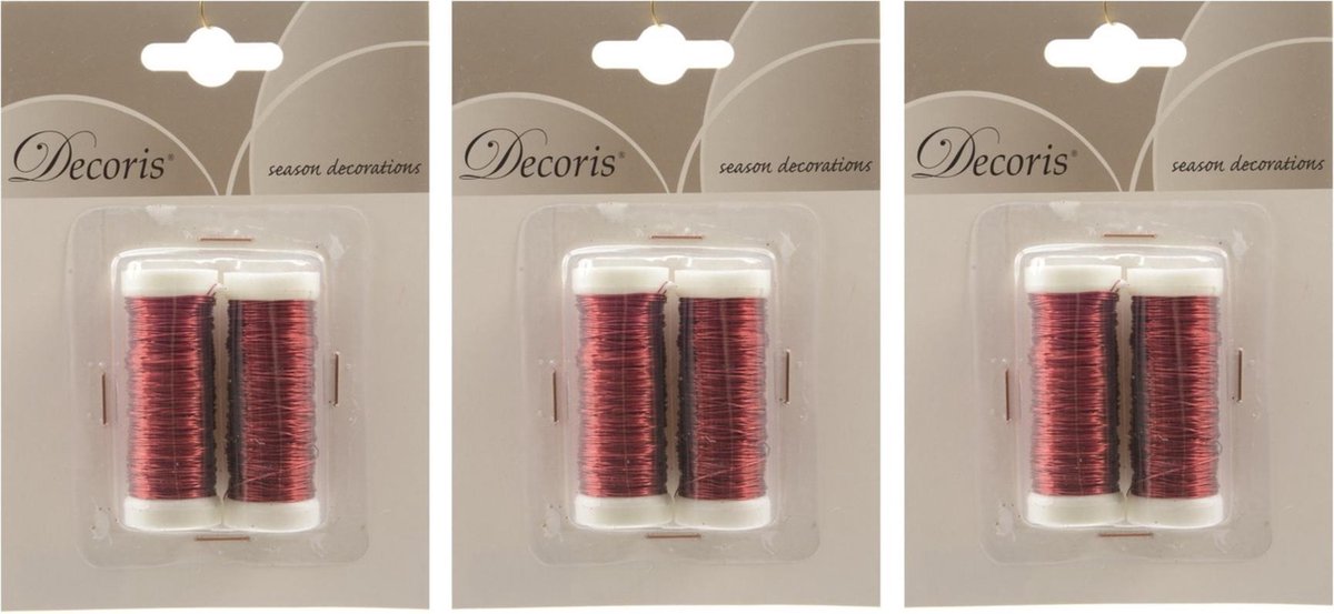6x Rood ijzerdraad op rol 3000 cm - Hobby ijzerdraad rood