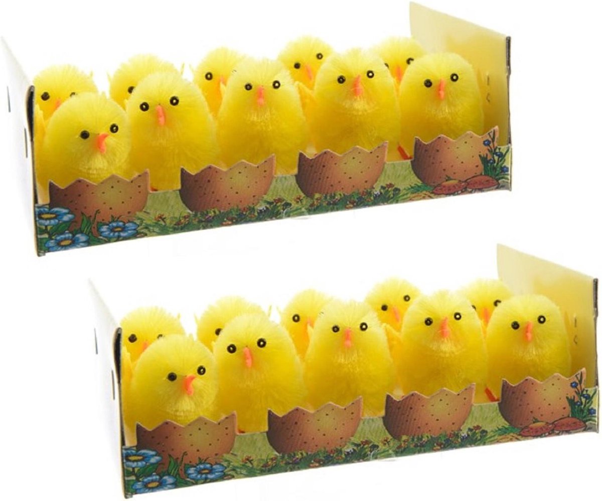 Decoris Decoratie mini kuikentjes - 40x stuks - geel - 5 cm - Paaskuikentjes - Paasdecoratie - Pasen versiering tafel