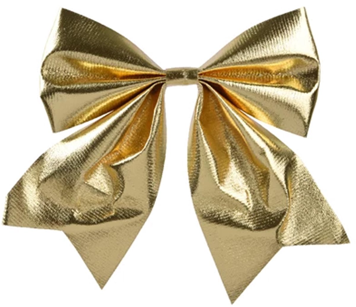 Decoris Decoratie strik - goud - 20 x 24 cm - polyester - strikken