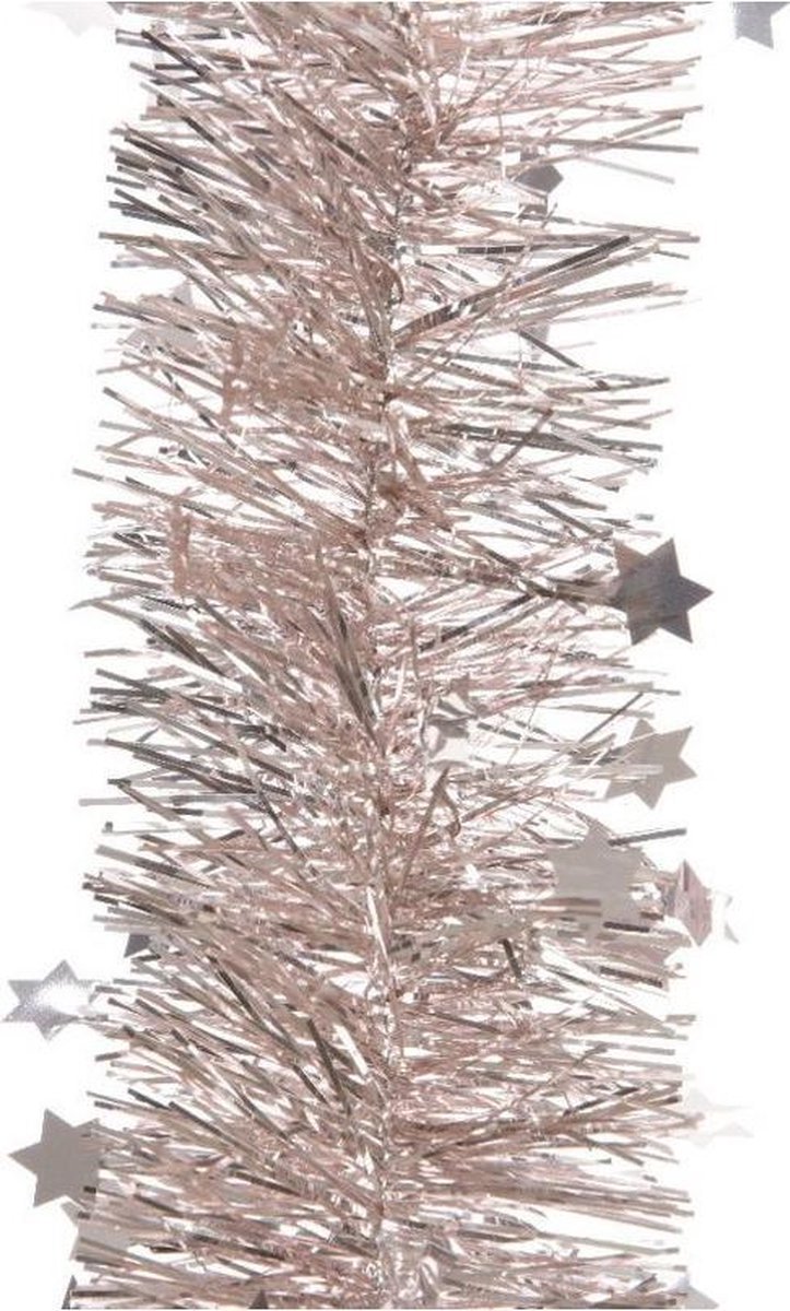 Feestslinger lichtroze met sterren 270 cm - Guirlande folie lametta - Lichtroze feestversieringen
