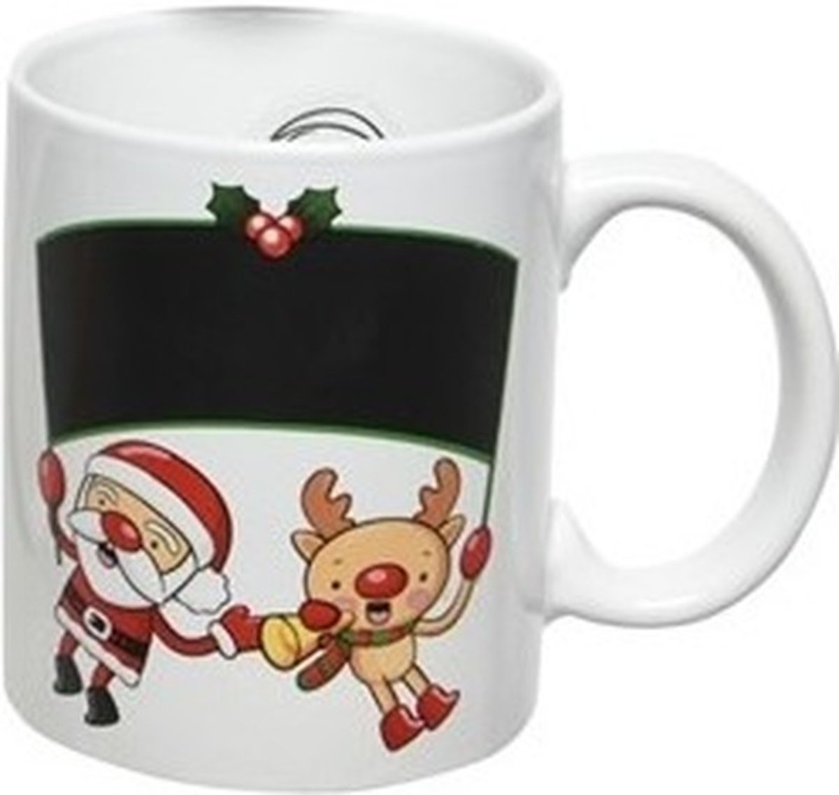 Kerst beker/mok 300 ml rendier/kerstman met kerstbel - Kerstservies - Kerstontbijt/Kerstdiner tafeldecoratie