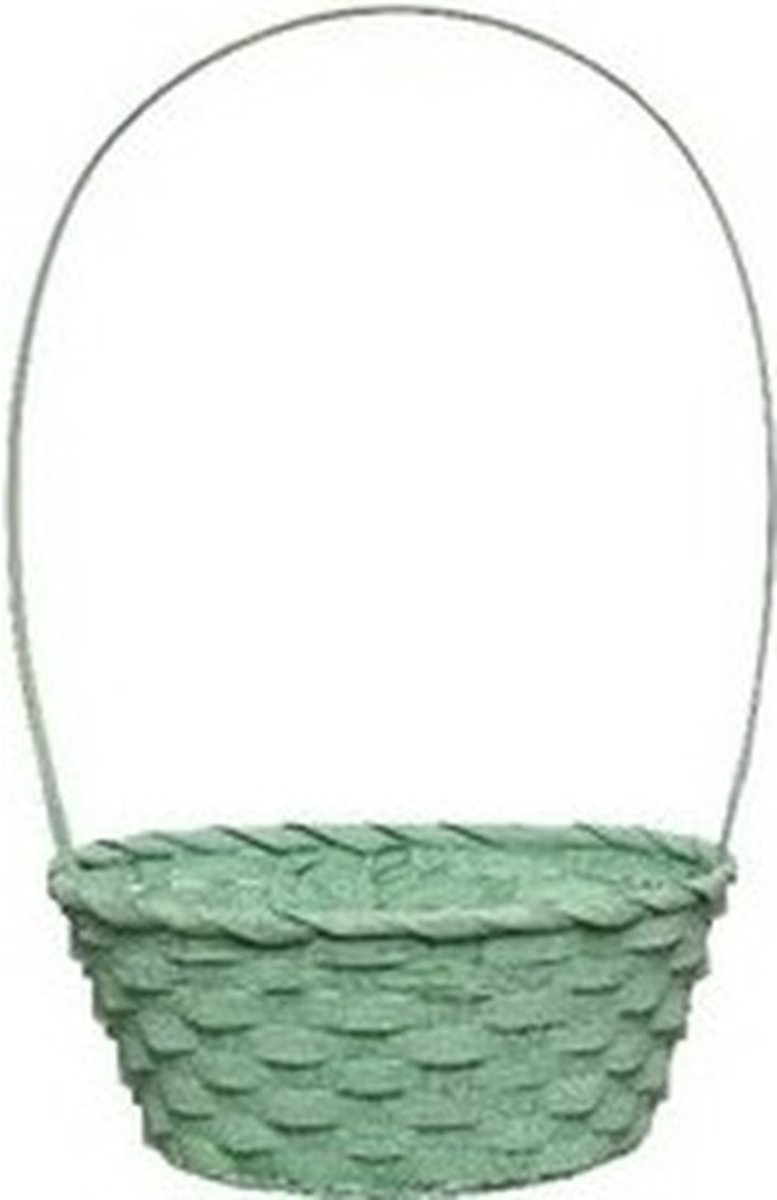 Paaseieren mandje mintgroen 38 cm gevlochten riet - Pasen feestartikelen - Paaseitjes zoeken raapmandje