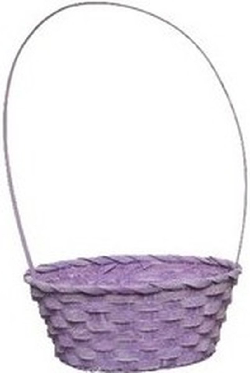 Paaseieren mandje paars 38 cm gevlochten riet - Pasen feestartikelen - Paaseitjes zoeken raapmandje