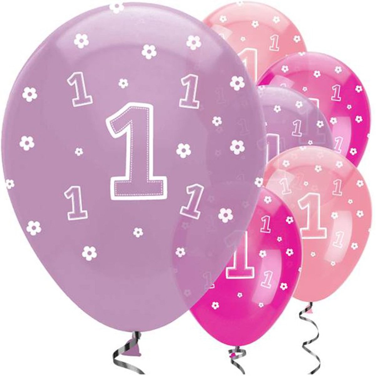 Ballonnen ‘1’ Roze Paars - 6 stuks