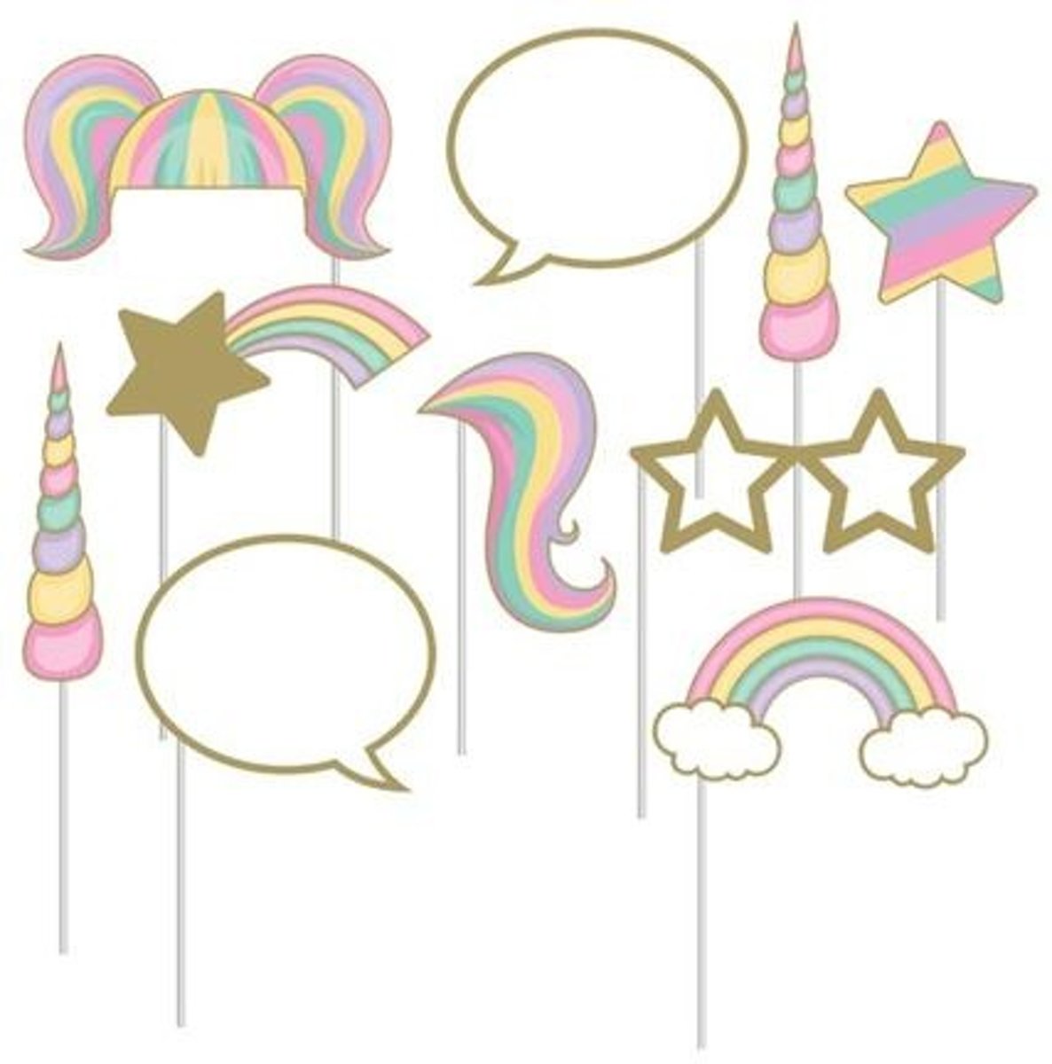 Photo Booth Props Unicorn - 10 stuks