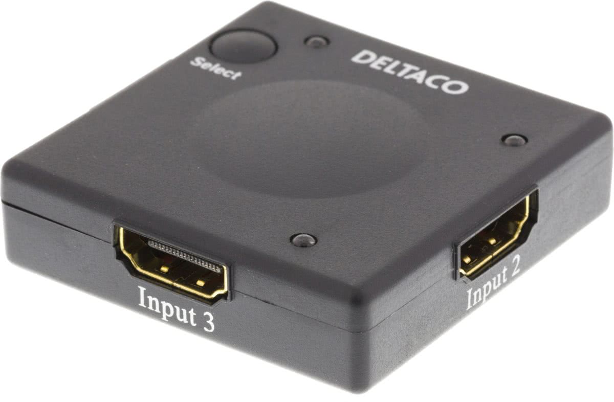 Deltaco HDMI-7002 3 input naar 1 output HDMI switch - Automatische HDMI Switch 1080p met 3D, video en audio, HDCP 1.3