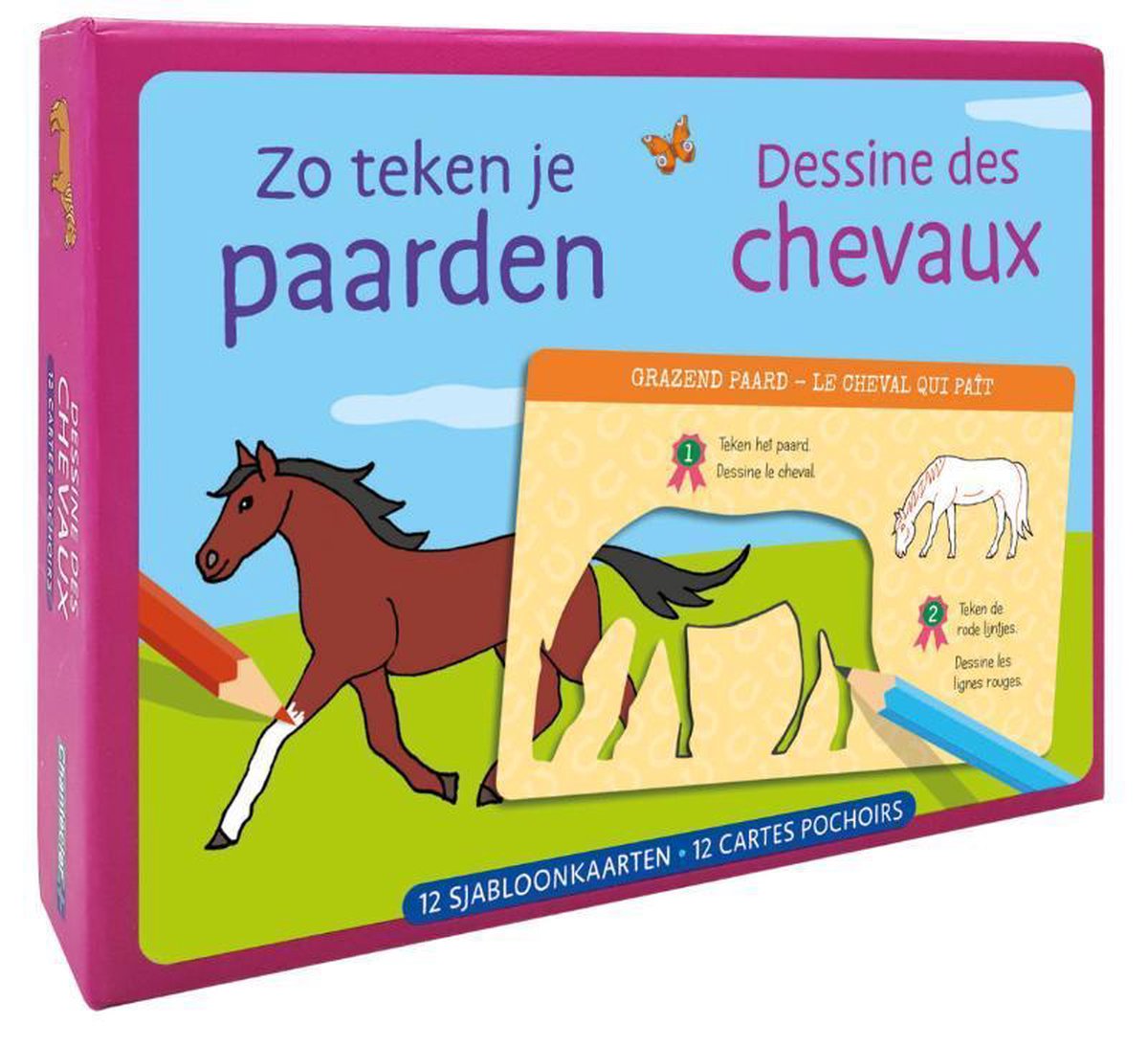 Zo teken je paarden - 12 sjabloonkaarten / Dessine des chevaux – 12 cartes pochoirs