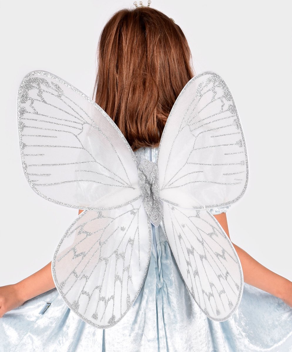 DEN GODA FEN - Verkleedkledij fee vleugels wit/zilver 60cm