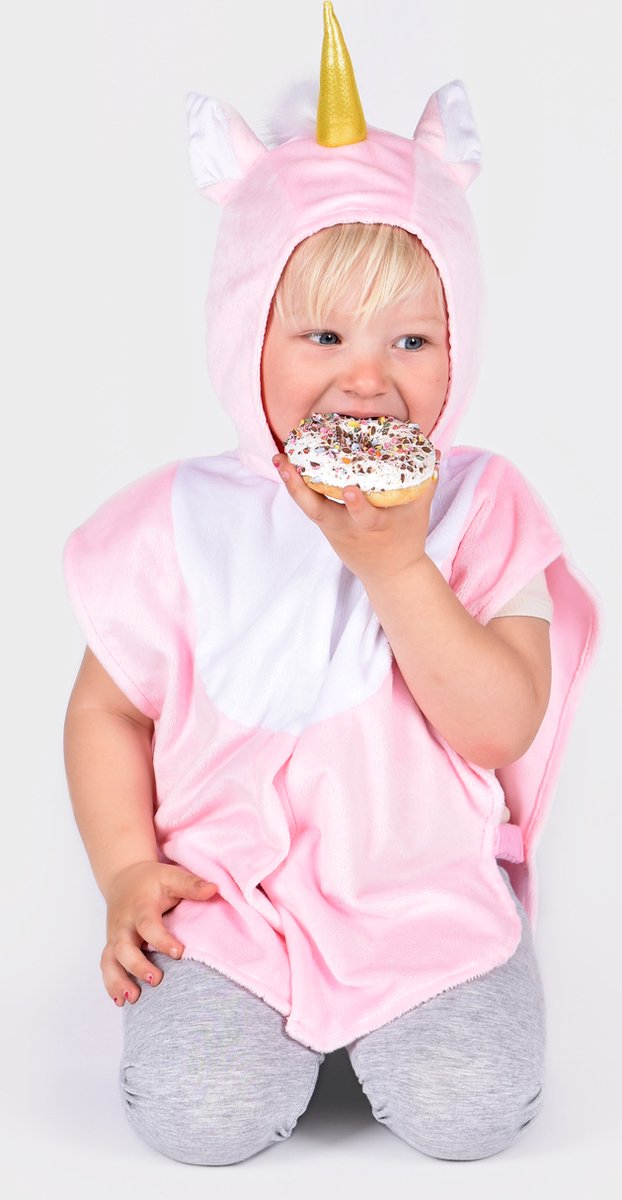 Den Goda Fen - Verkleedkledij mini cape unicorn - eenhoorn - roos - maat 86-110, 1-4 jaar