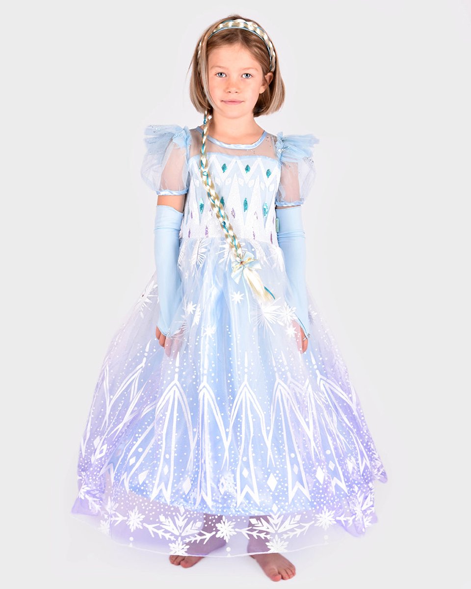 Den Goda Fen Verkleedkledij Frozen Prinses Jurk - 98-104cm - 3-4 jaar - Blauw