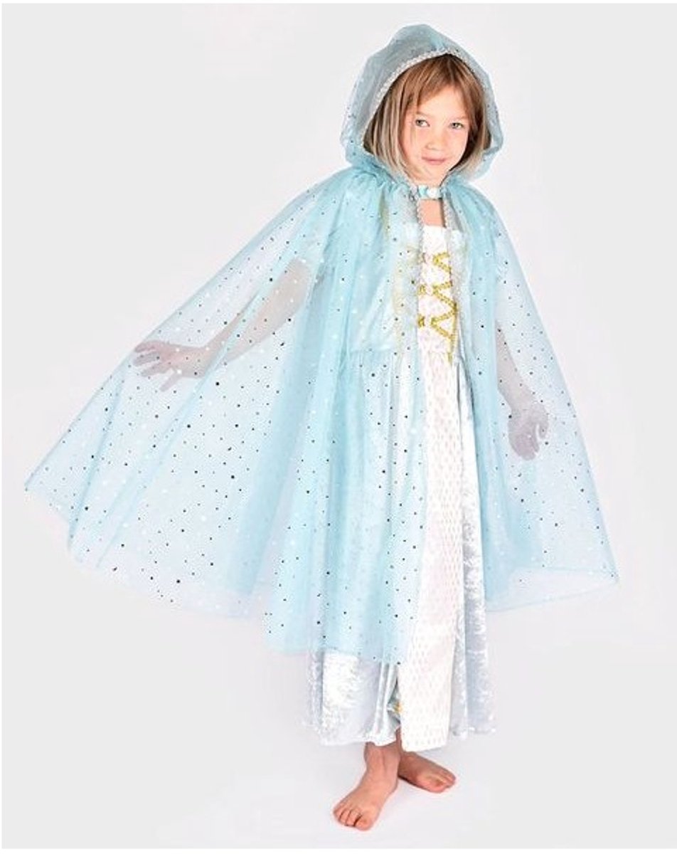 Den Goda Fen prinsessencape blauw verkleedkleding voor kinderen 3-8 jaar.