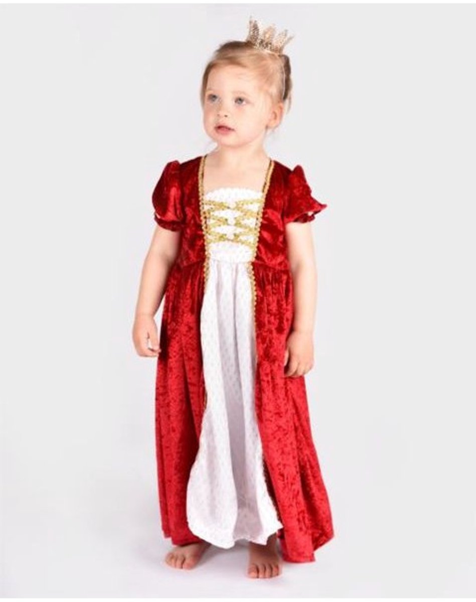 Den Goda Fen prinsessenjurk rood fluweel kostuum 98-104 verkleed.