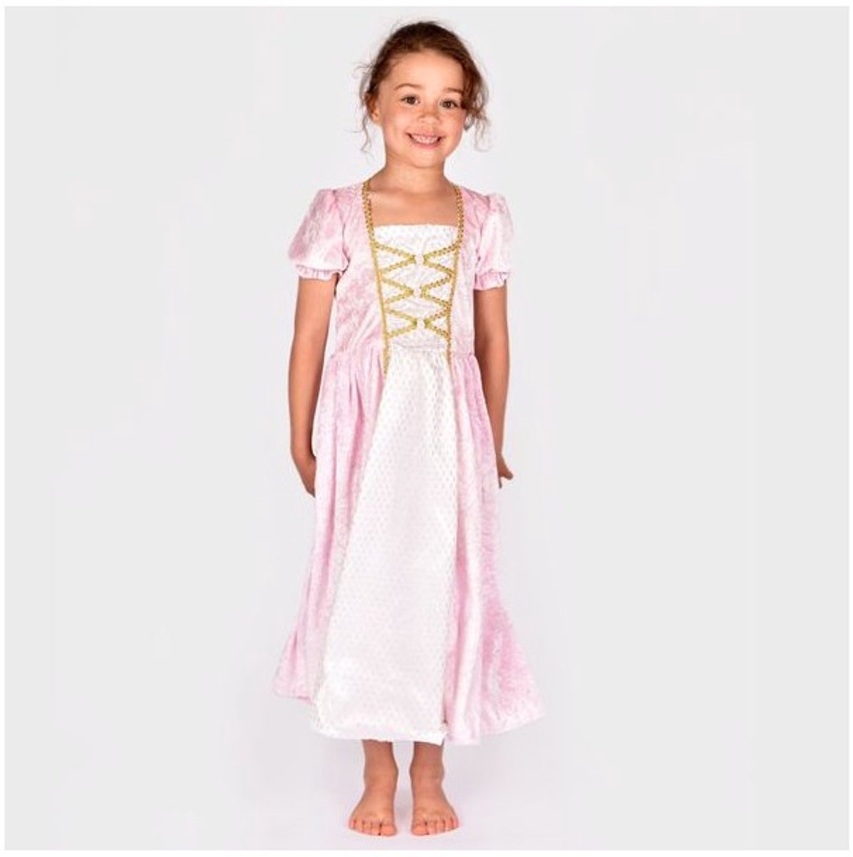 Den Goda Fen prinsessenjurk roze fluweel verkleedkleding 98-104.