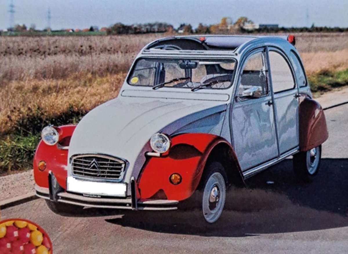 Denza - Diamond painting citroen cabrio car 40 x 50 cm volledige bedrukking ronde steentjes direct leverbaar - auto oldtimer met open dak citroen