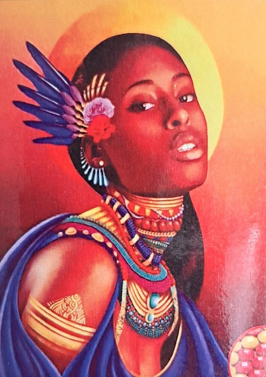 Denza - Diamond painting mooie vrouw 40 x 50 cm volledige bedrukking ronde steentjes direct leverbaar - stam - zon