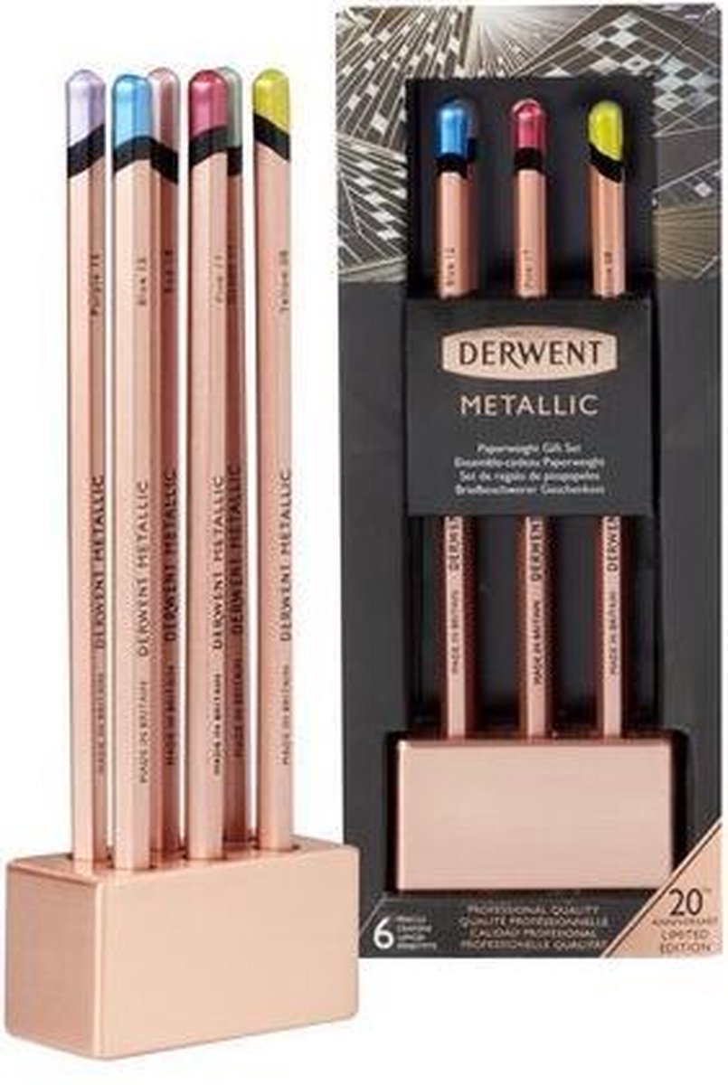 Derwent Limited Edition Metallic kleurpotloden in koperen houder-  Gift Set