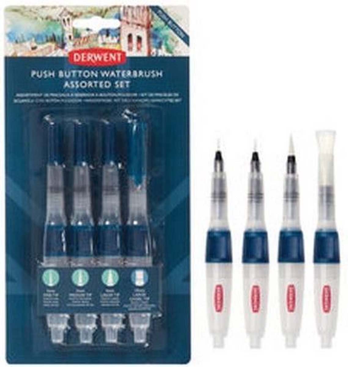   Push Button Water Brush Set 4 stuks