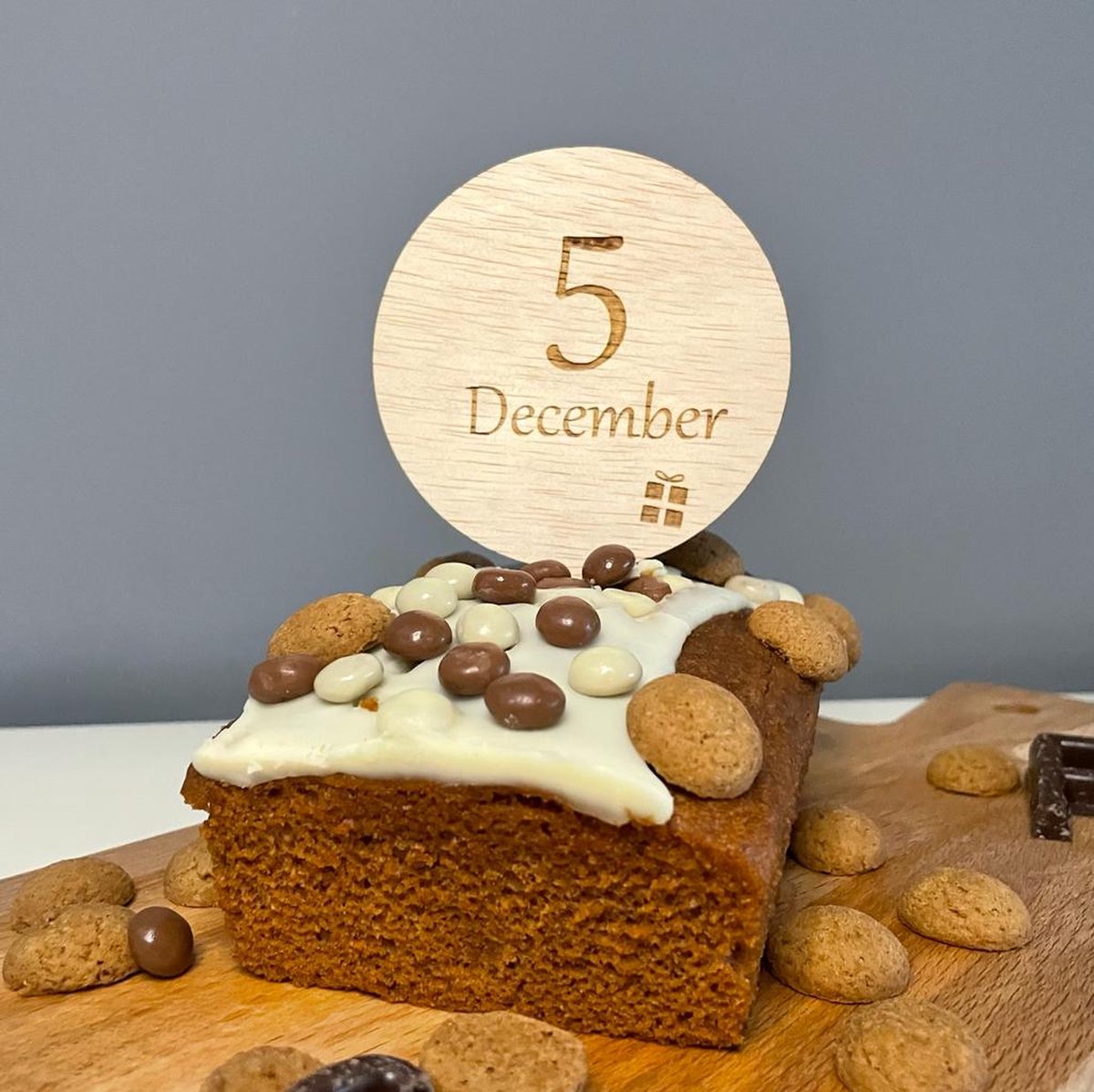 Taarttopper Sint & Piet - Sinterklaas - Houten Decoratie - Hout- Feestdecoratie - Taartdecoratie - 5 December - Pakjesavond