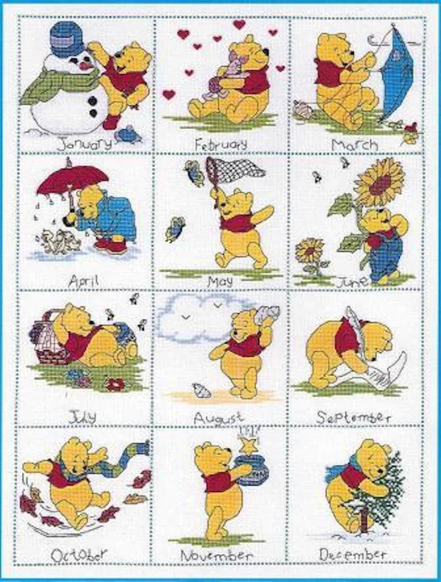 borduurpakket H12 winnie the pooh, twaalf maanden-1