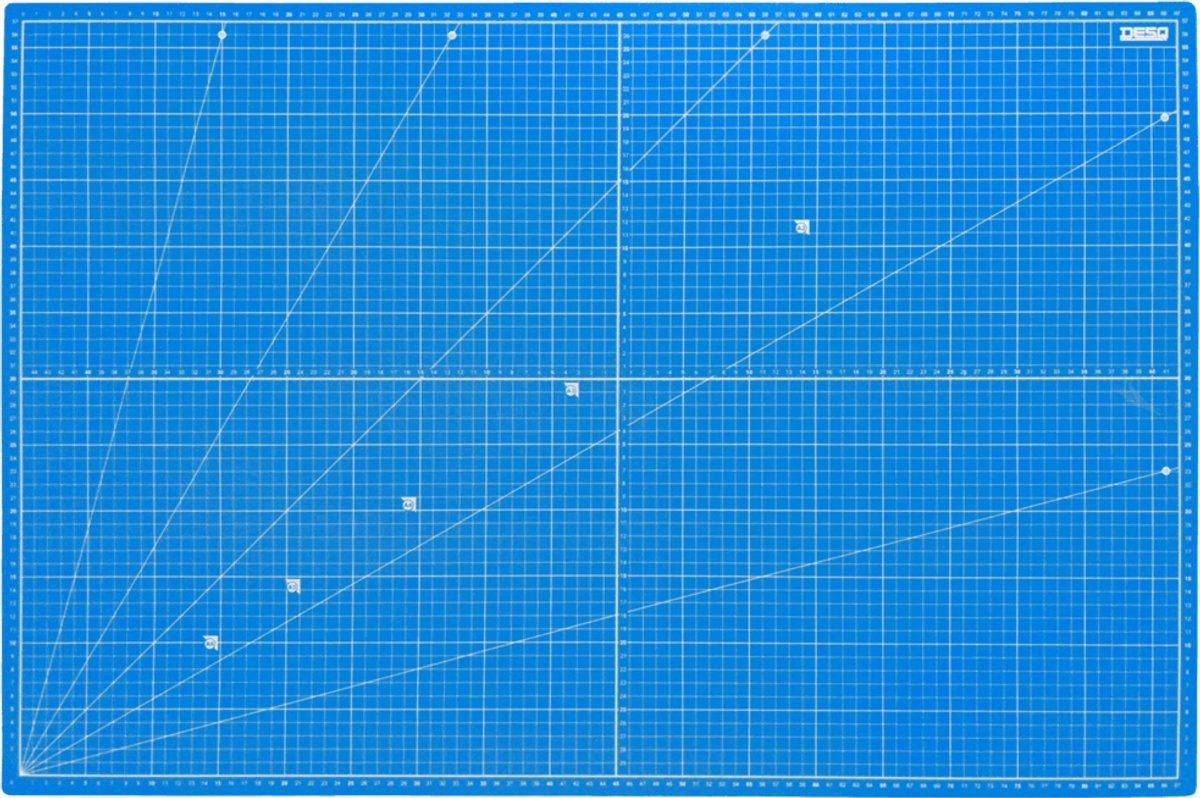 DESQ® Professionele Snijmat - 90 x 120 cm - Dubbelzijdig bedrukt - 5 laags - A0 - Zelfherstellend - Blauw
