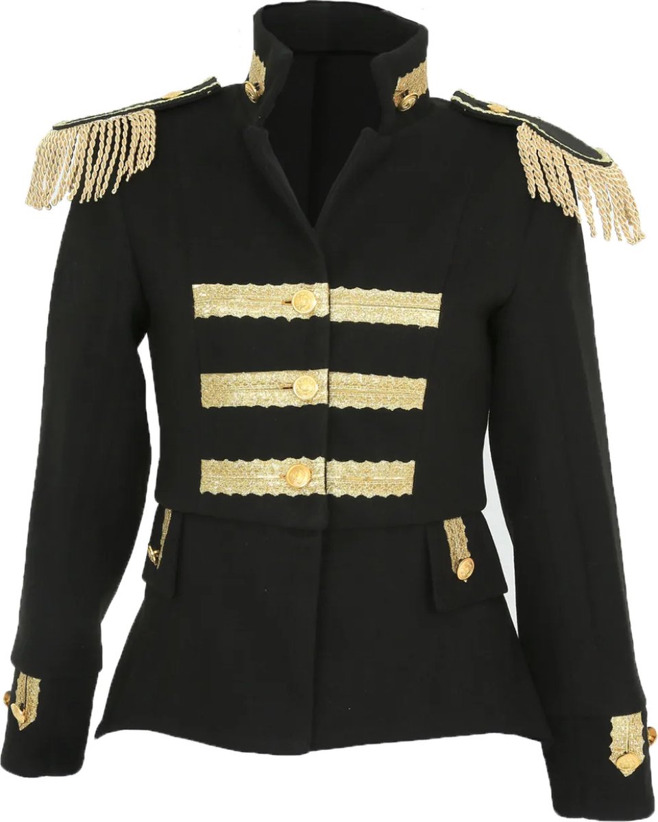 Di Bartelomeo Carnavalsjas dames zwart - Luxe epauletten - Maat 38 - Carnavalskleding Dames - Carnaval