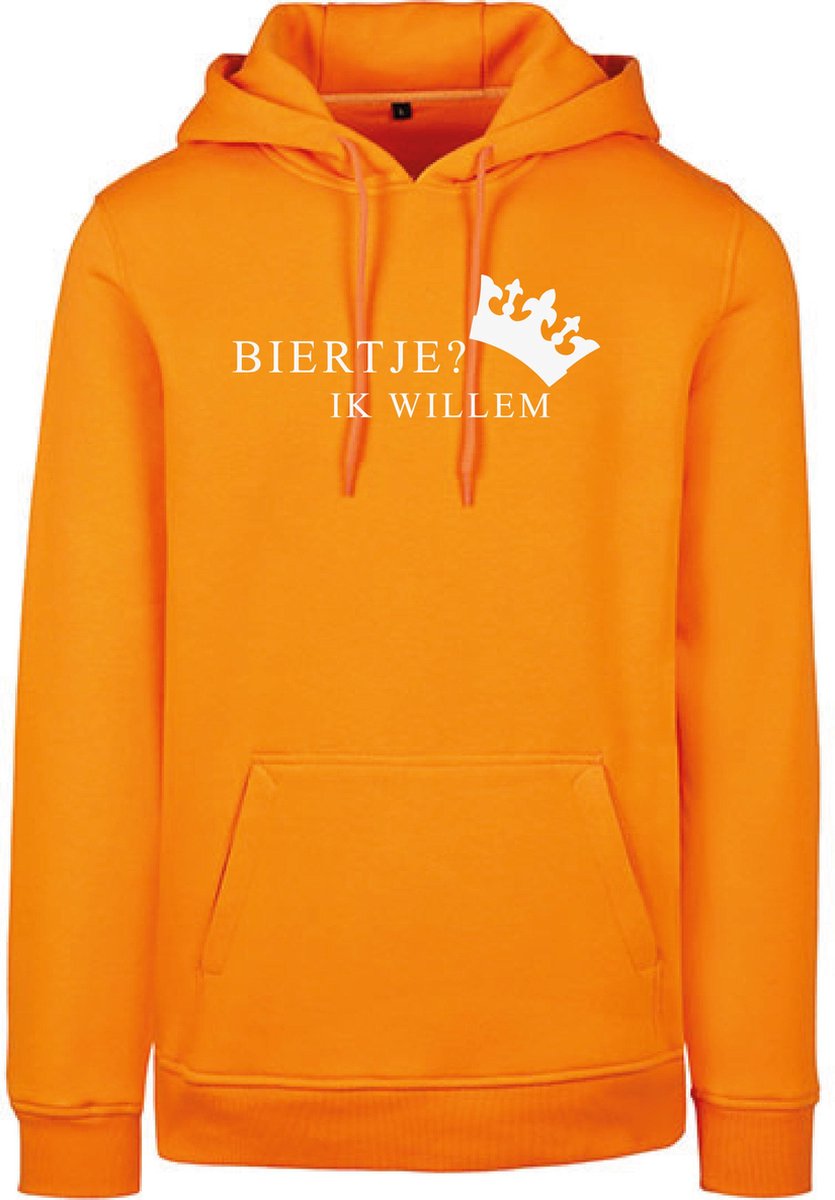 Hoodie Biertje-Oranje - Wit-L