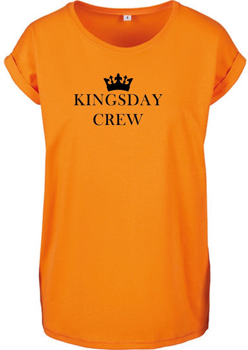 T-Shirts Dames Crew-Oranje - Zwart-XS