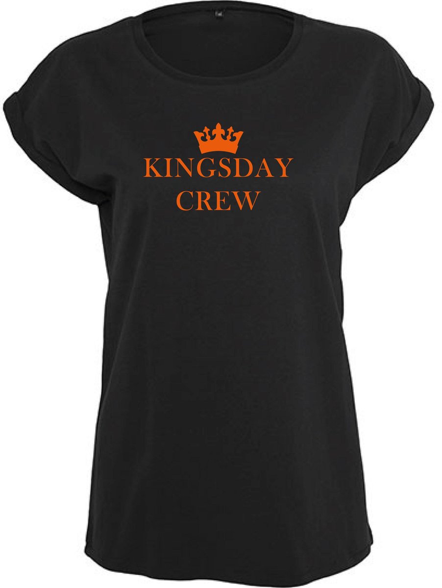 T-Shirts Dames Crew-Zwart - Oranje-L
