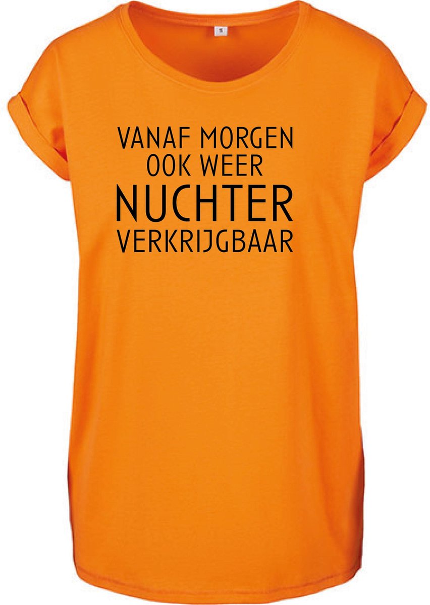 T-Shirts Dames Nuchter-Oranje - Zwart-S
