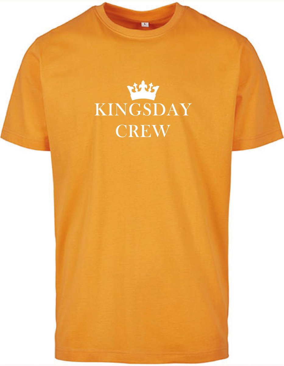 T-Shirts Heren Crew-Oranje - Wit-L