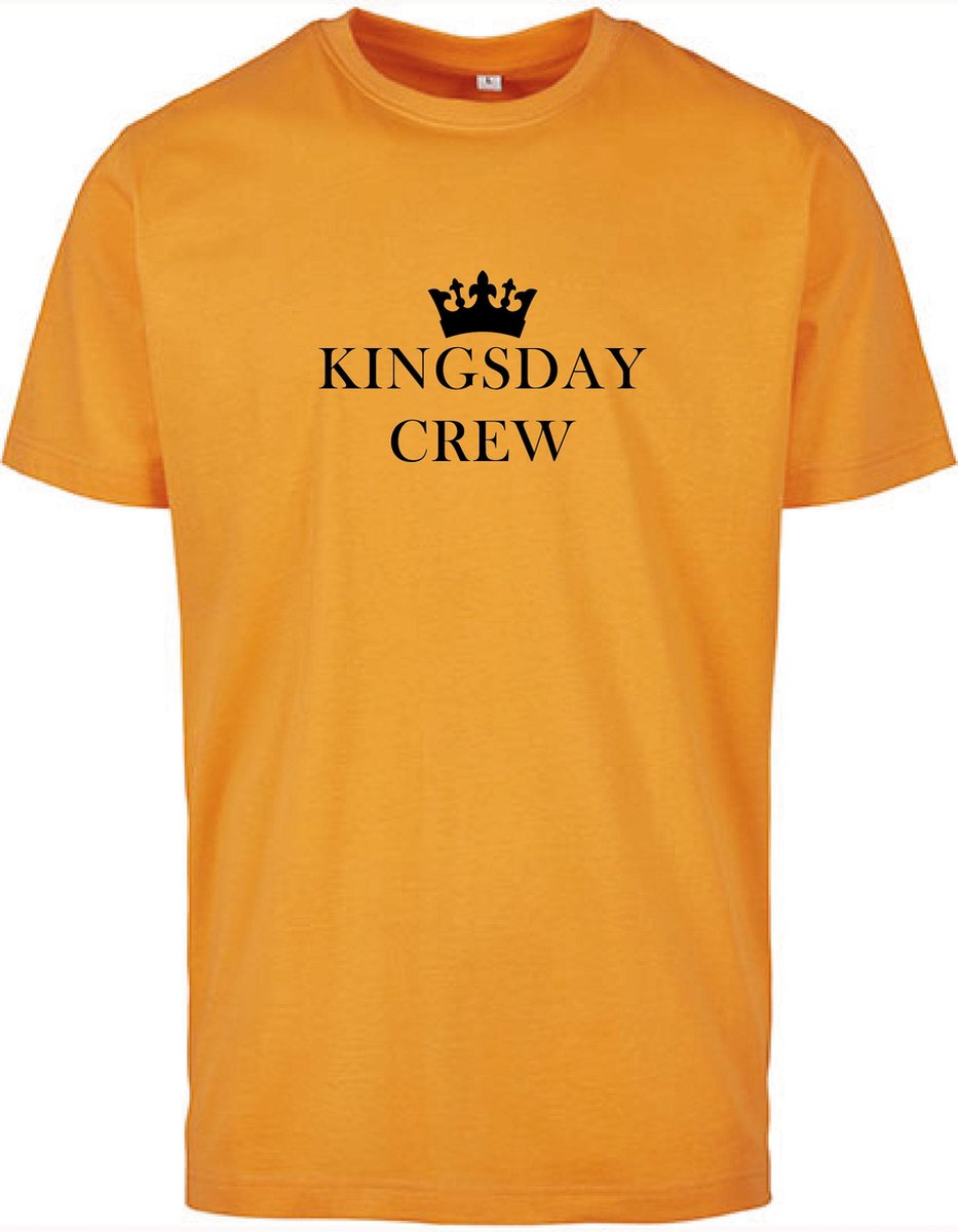 T-Shirts Heren Crew-Oranje - Zwart-M