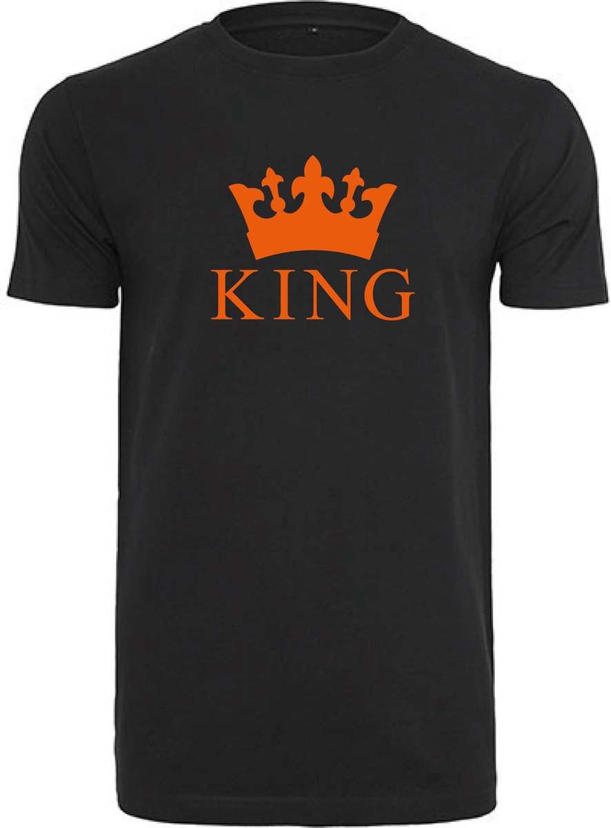 T-Shirts Heren King-Zwart - Oranje-S