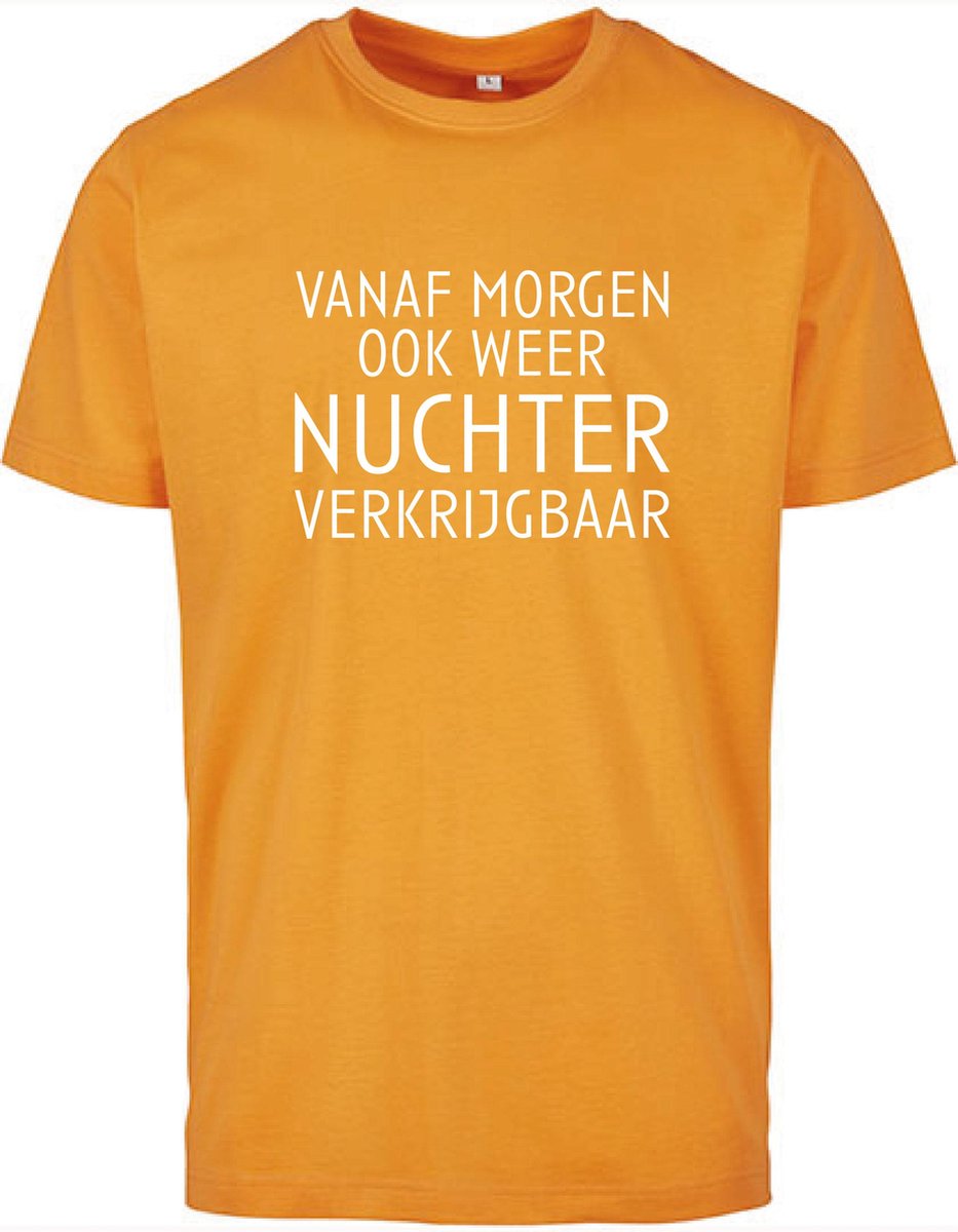 T-Shirts Heren Nuchter-Oranje - Wit-XS